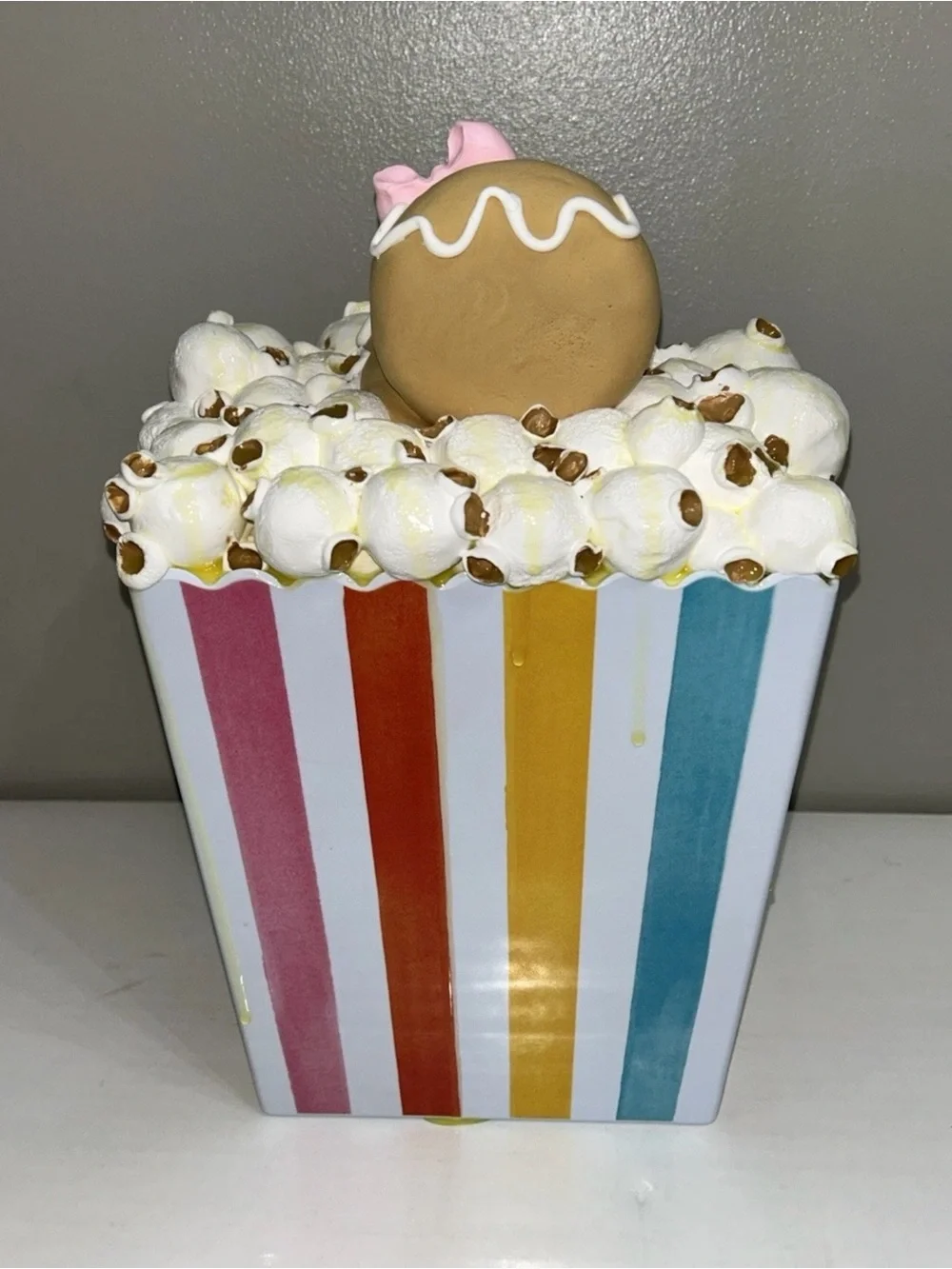 Fake Gingerbread Buttered Popcorn Display Handmade